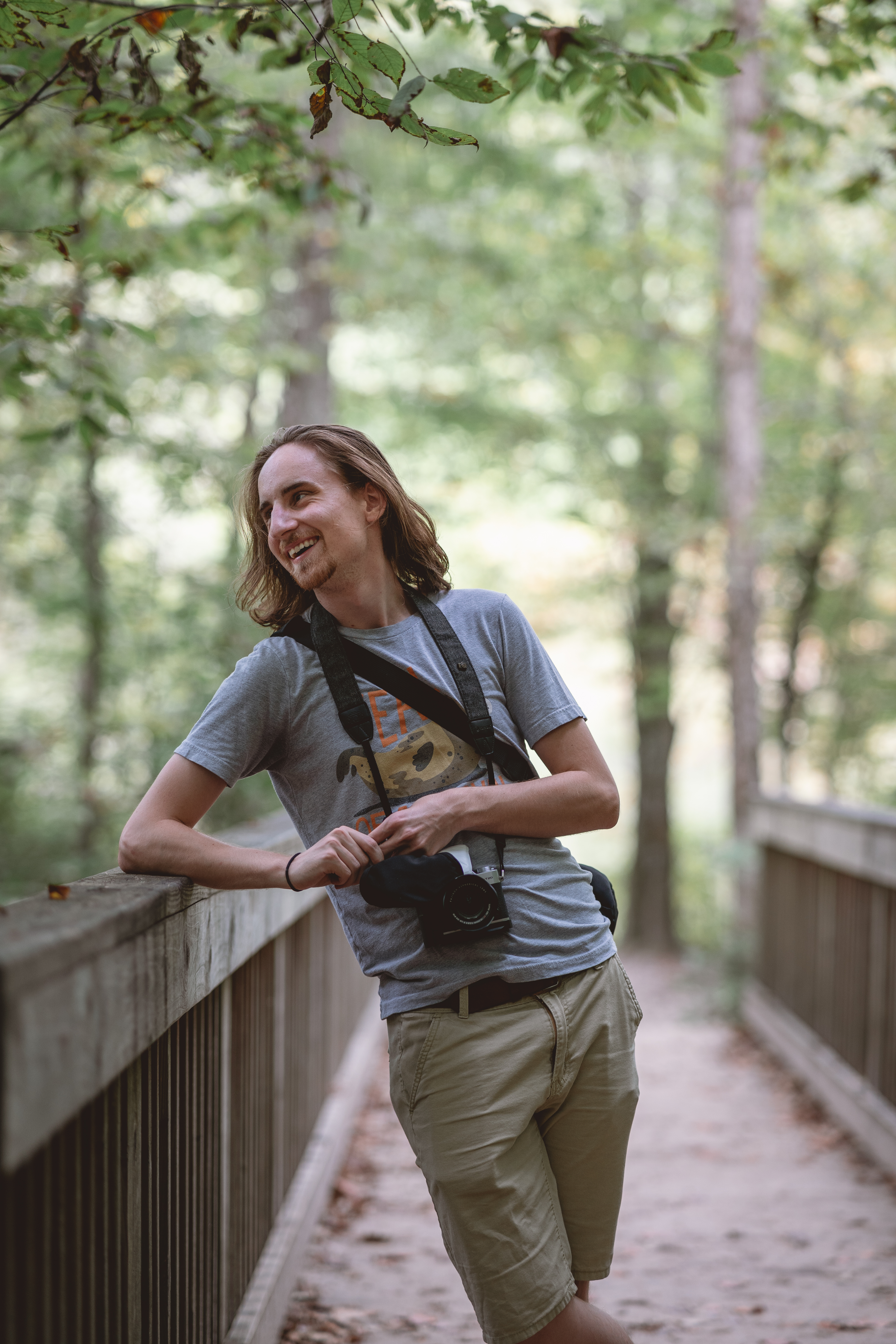 Andrew on a bridge in nature