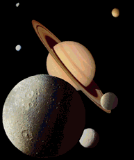Saturn and Satellites in 3D